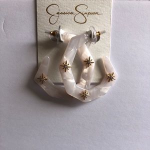 New Jessica Simpson pierce hoop statement earrings